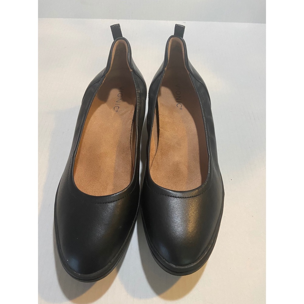 Vionic Black Leather Wedge Jacey Womens Size 10 Comfort Orthotic Shoes - Picture 4 of 10